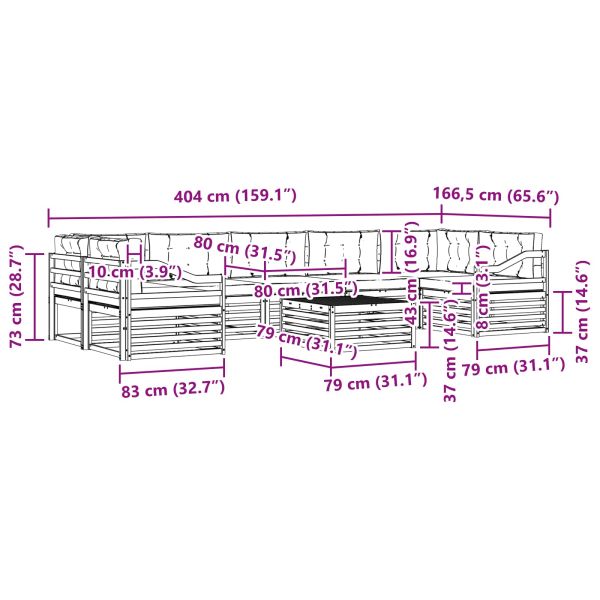 Комплект дивани за открито 8 pcs Натурален и Бежов