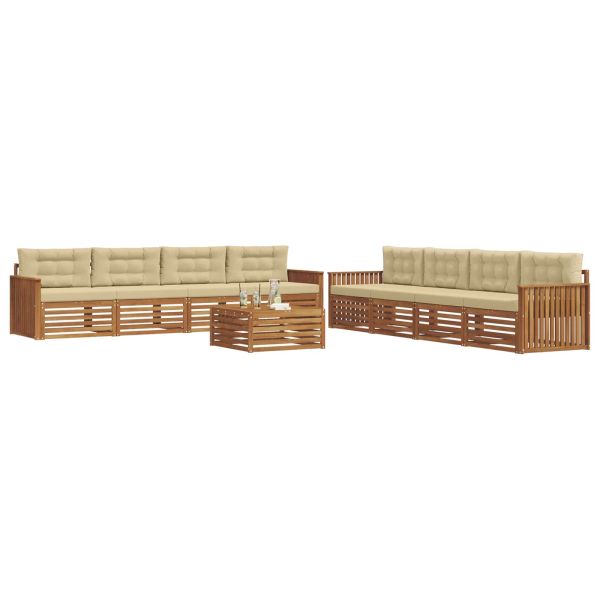 Комплект дивани за открито 9 pcs Натурален и Бежов