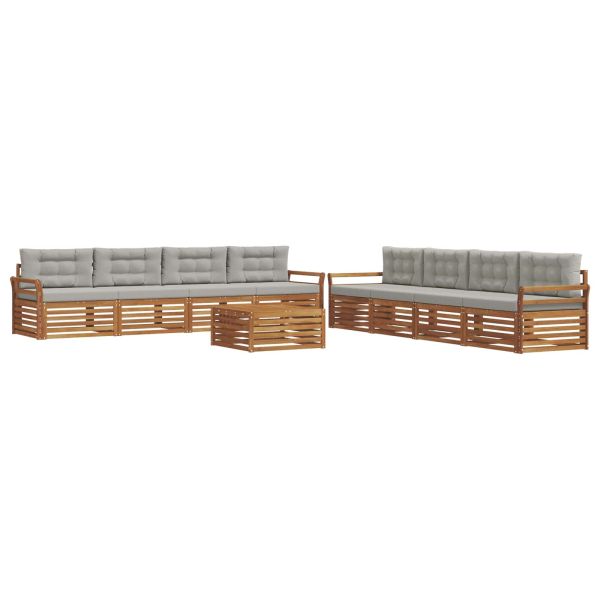 Комплект дивани за открито 9 pcs Естествено и светло сиво