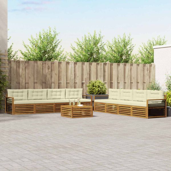 Комплект дивани за открито 9 pcs Натурален и Крема