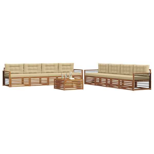 Комплект дивани за открито 9 pcs Натурален и Бежов