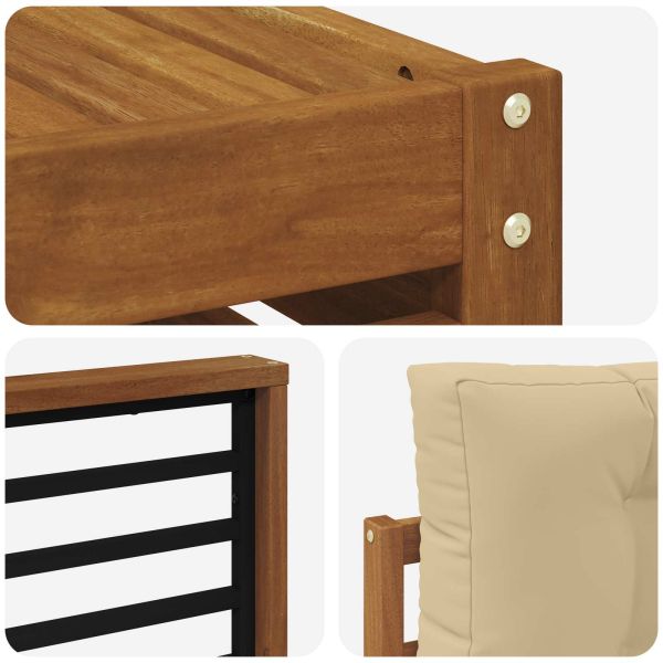 Комплект дивани за открито 9 pcs Натурален и Бежов