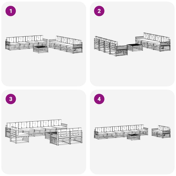 Комплект дивани за открито 9 pcs Натурален и Бежов