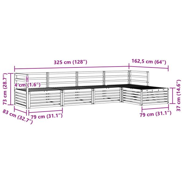 Комплект дивани за открито 5 pcs Естествен