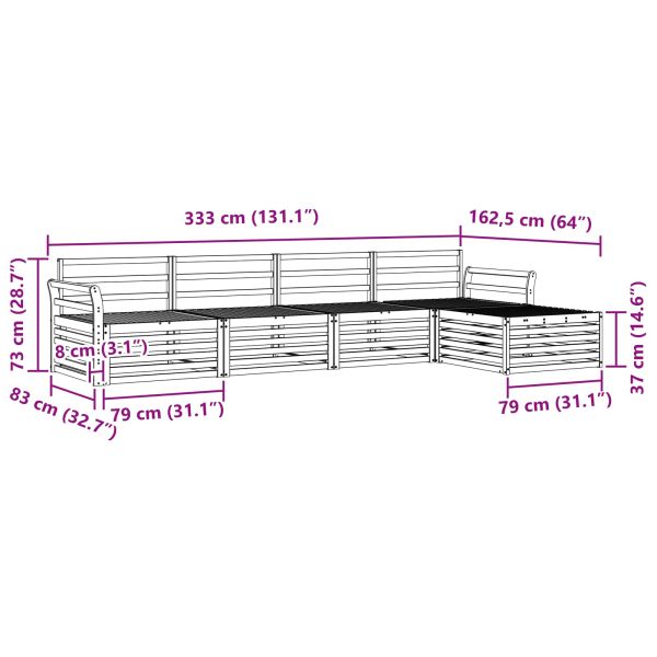 Комплект дивани за открито 5 pcs Естествен
