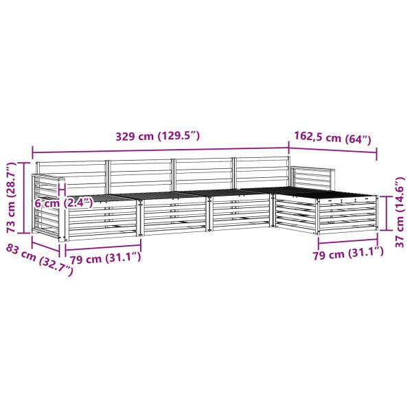 Комплект дивани за открито 5 pcs Естествен