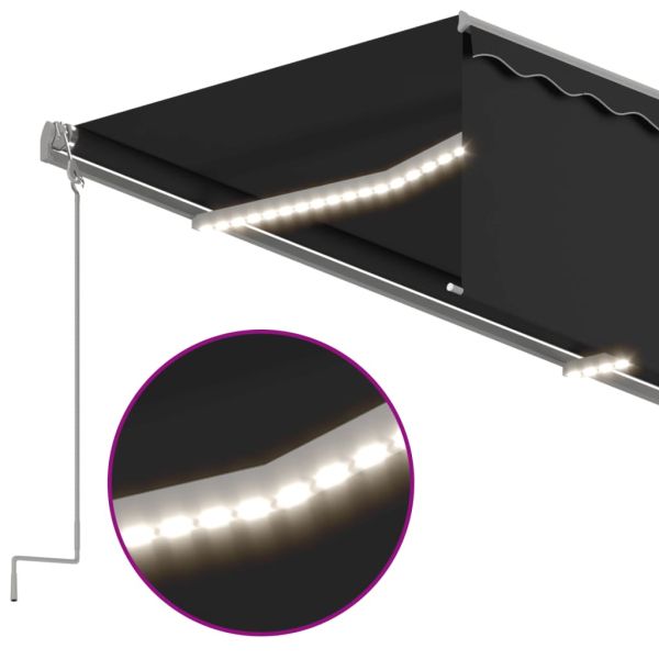 Автоматичен сенник с щора LED сензор за вятър 3x2,5 м антрацит