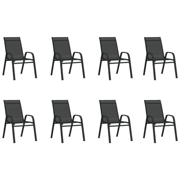 Градински трапезен комплект, 9 части, черен