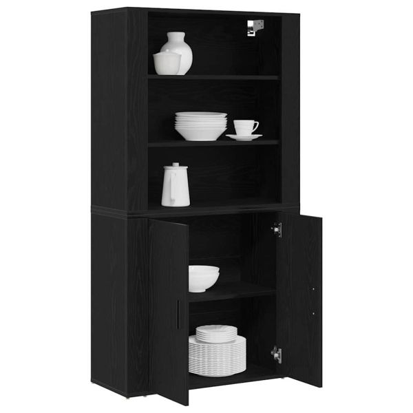 Висок шкаф Черния дъб 80 x 33 x 150 см Инженерно дърво