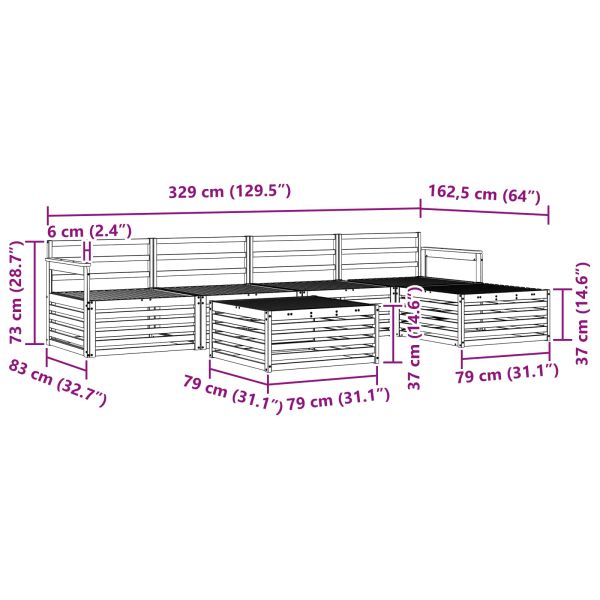 Комплект дивани за открито 6 pcs Естествен