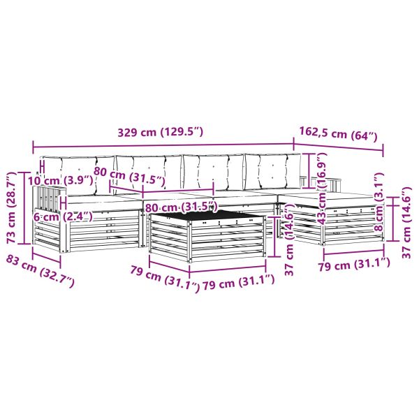 Комплект дивани за открито 6 pcs Естествено и светло сиво