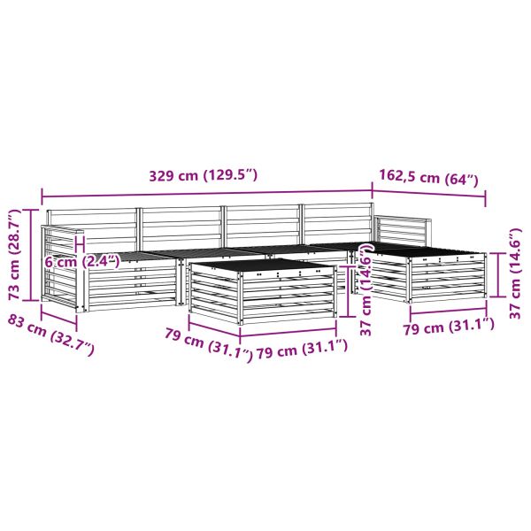 Комплект дивани за открито 6 pcs Естествен