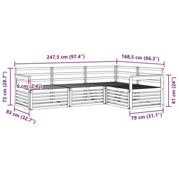 Комплект дивани за открито 4 pcs Естествен