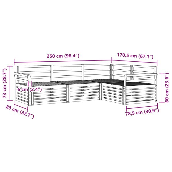 Комплект дивани за открито 4 pcs Естествен