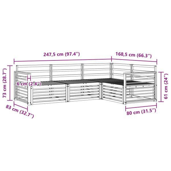 Комплект дивани за открито 4 pcs Естествен