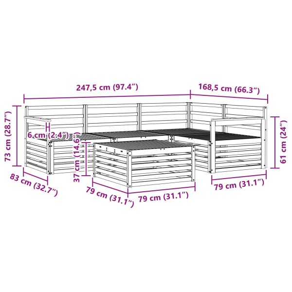 Комплект дивани за открито 5 pcs Естествен