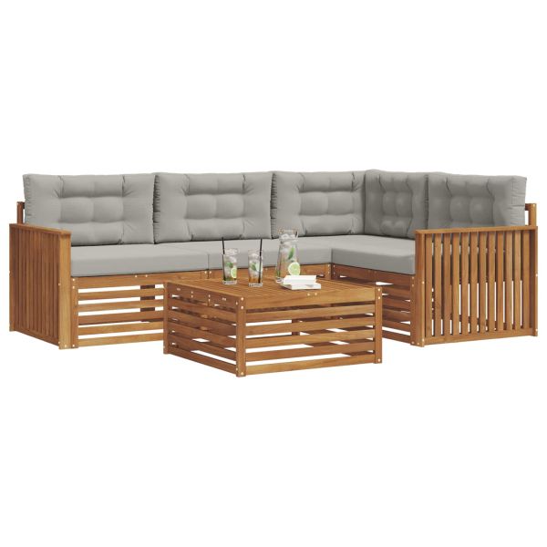 Комплект дивани за открито 5 pcs Естествено и светло сиво