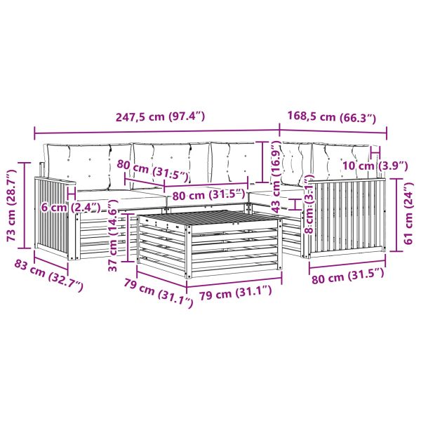 Комплект дивани за открито 5 pcs Натурален и Бежов