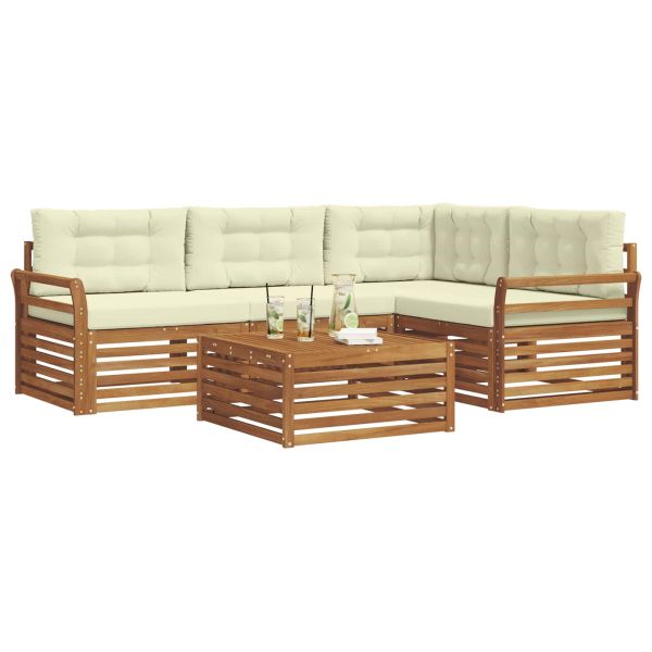 Комплект дивани за открито 5 pcs Натурален и Крема