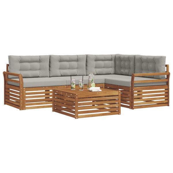 Комплект дивани за открито 5 pcs Естествено и светло сиво