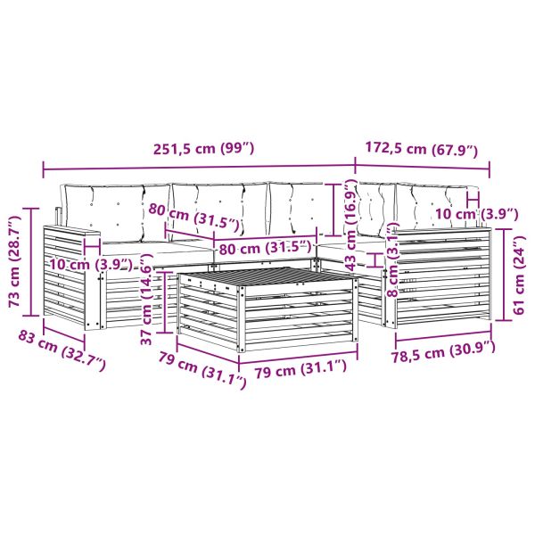 Комплект дивани за открито 5 pcs Натурален и Крема