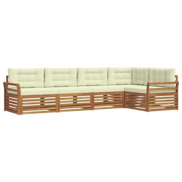 Комплект дивани за открито 5 pcs Натурален и Крема