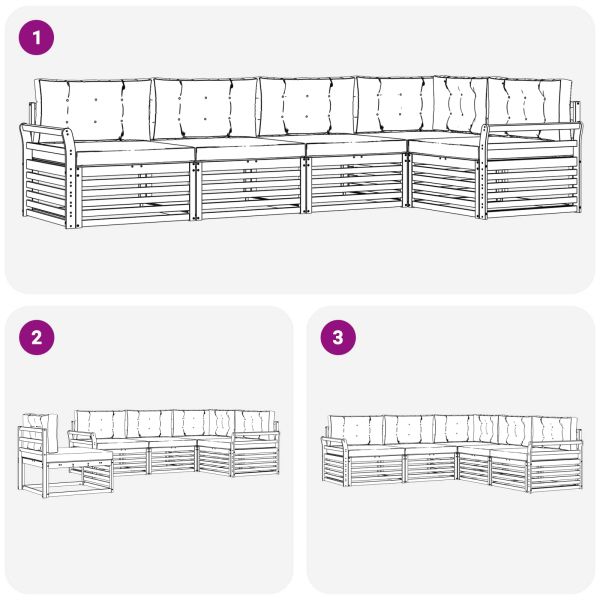 Комплект дивани за открито 5 pcs Натурален и Крема