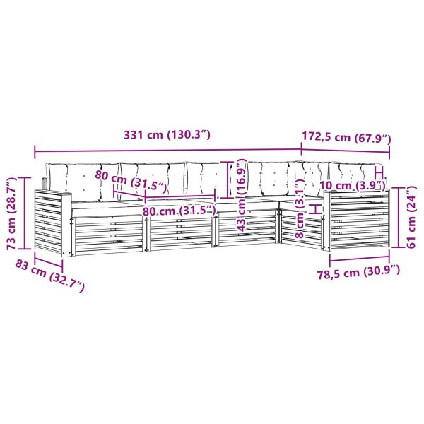 Комплект дивани за открито 5 pcs Натурален и Бежов