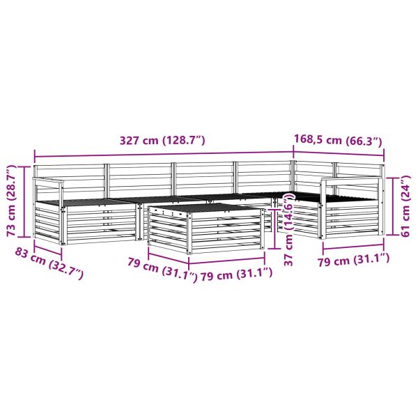 Комплект дивани за открито 6 pcs Естествен