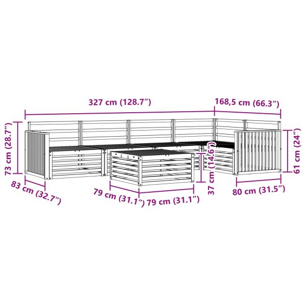 Комплект дивани за открито 6 pcs Естествен