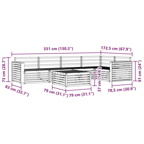 Комплект дивани за открито 6 pcs Естествен