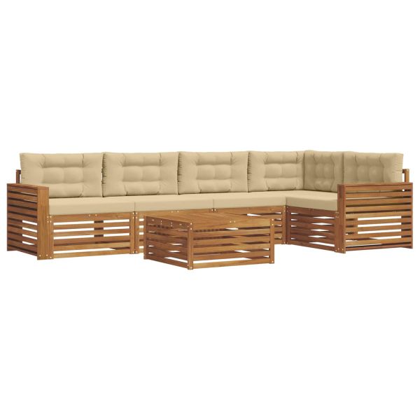 Комплект дивани за открито 6 pcs Натурален и Бежов