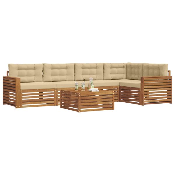 Комплект дивани за открито 6 pcs Натурален и Бежов