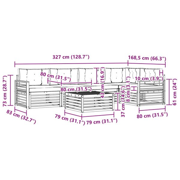 Комплект дивани за открито 6 pcs Натурален и Крема