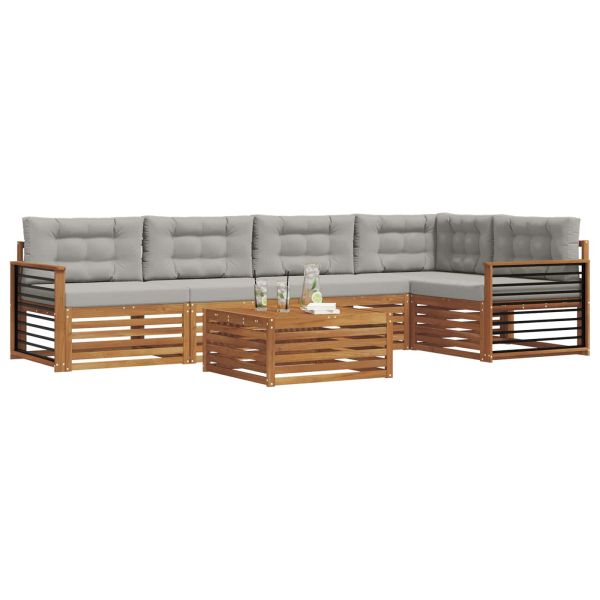 Комплект дивани за открито 6 pcs Естествено и светло сиво