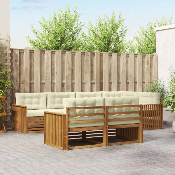 Комплект дивани за открито 7 pcs Натурален и Крема