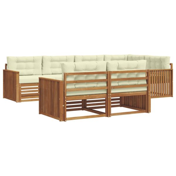 Комплект дивани за открито 7 pcs Натурален и Крема