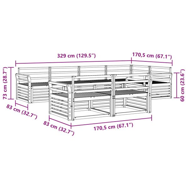 Комплект дивани за открито 7 pcs Естествен