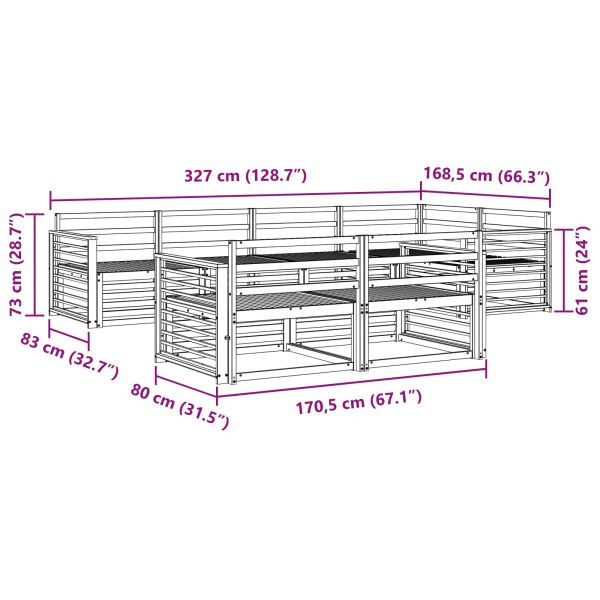 Комплект дивани за открито 7 pcs Естествен