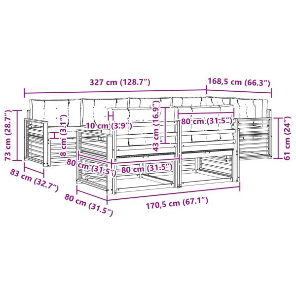 Комплект дивани за открито 7 pcs Натурален и Бежов