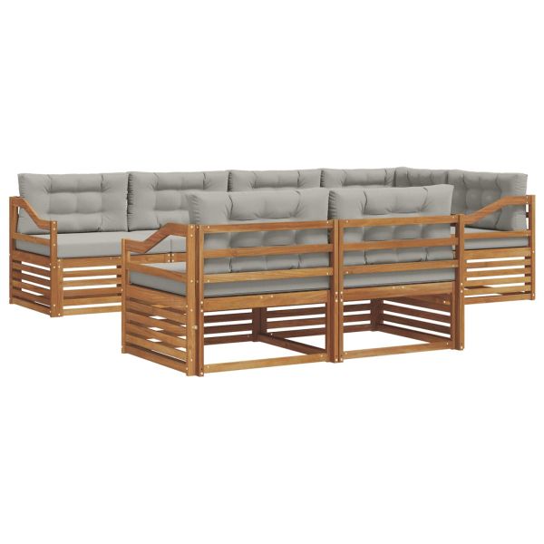 Комплект дивани за открито 7 pcs Естествено и светло сиво