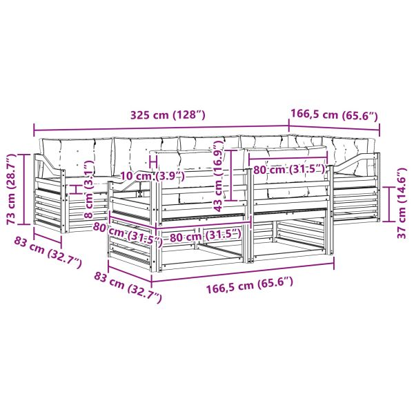 Комплект дивани за открито 7 pcs Естествено и светло сиво