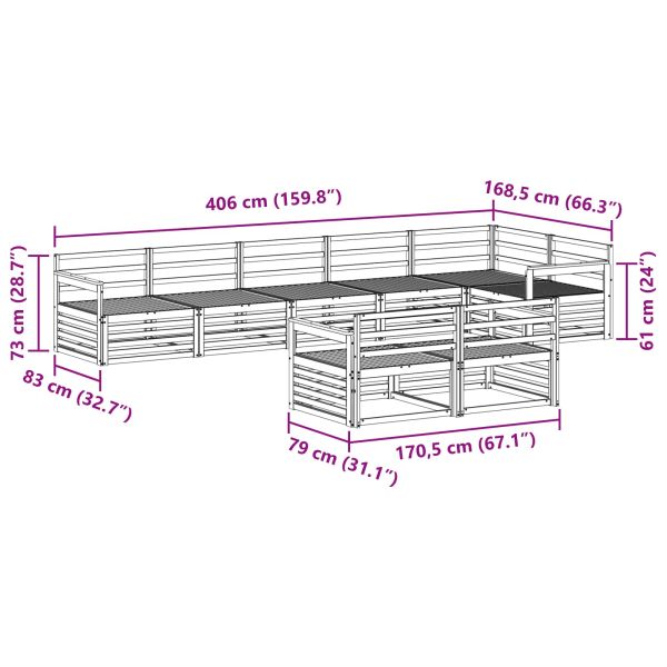 Комплект дивани за открито 8 pcs Естествен