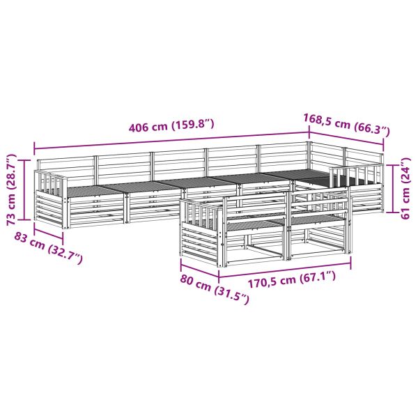 Комплект дивани за открито 8 pcs Естествен