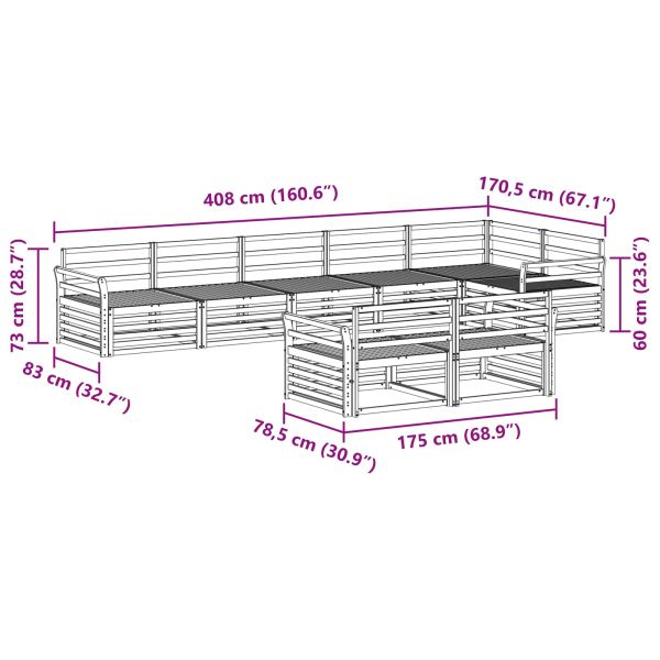 Комплект дивани за открито 8 pcs Естествен