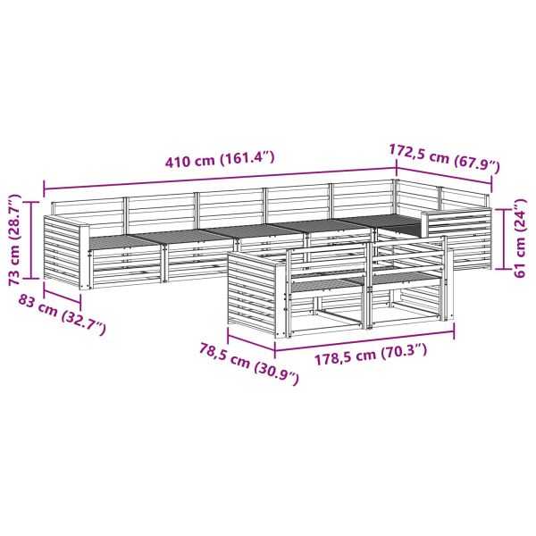 Комплект дивани за открито 8 pcs Естествен