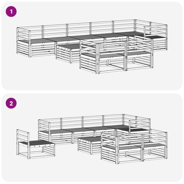 Комплект дивани за открито 9 pcs Естествен