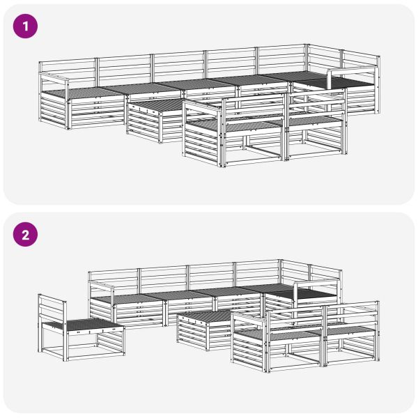 Комплект дивани за открито 9 pcs Естествен