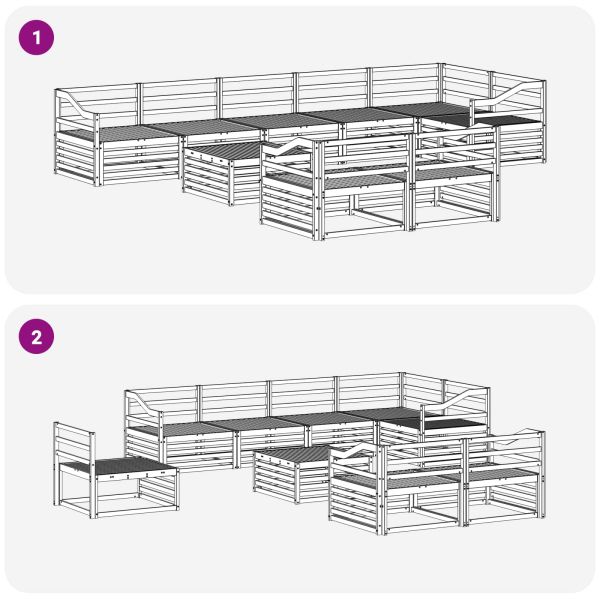 Комплект дивани за открито 9 pcs Естествен