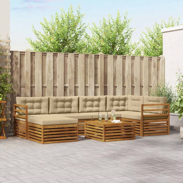 Комплект дивани за открито 7 pcs Натурален и Бежов